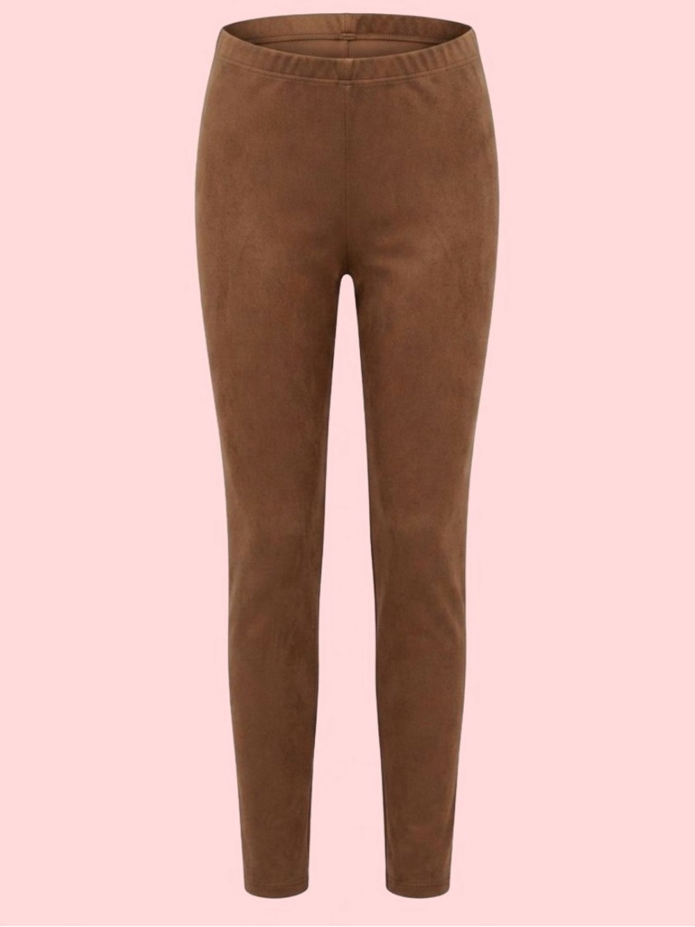 Suede-Look Tan Slim Leggings